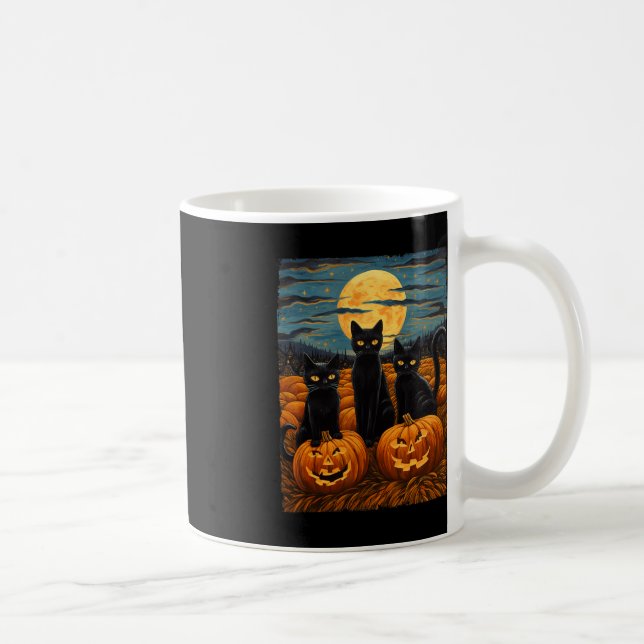 Mug Chat noir Halloween Amoureux de les chats Starry N (Droite)
