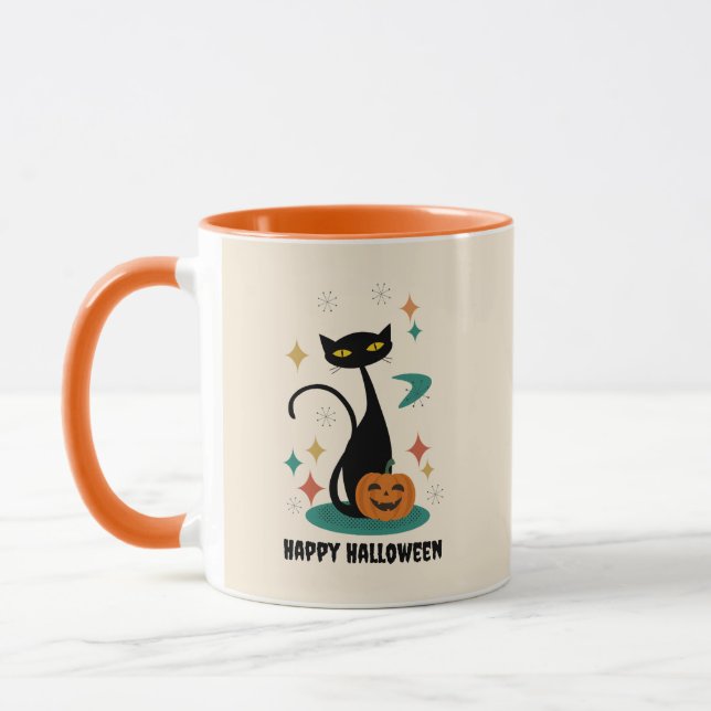 Mug Chat noir Halloween du milieu du siècle (Gauche)