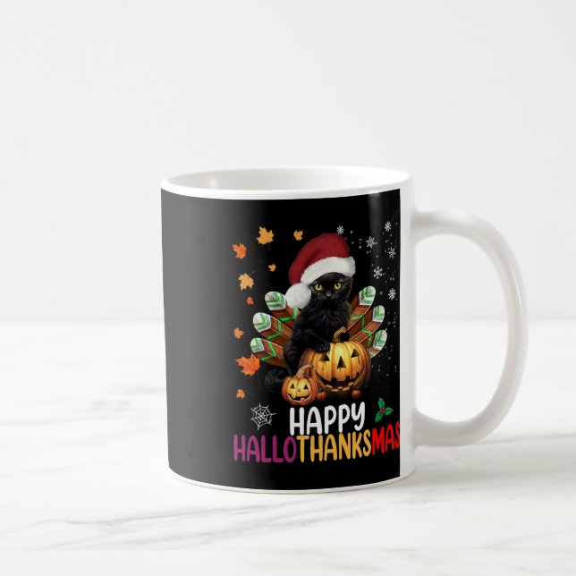 Mug Chat Noir Halloween Joyeux Hallothanksmas Joyeux N (Droite)