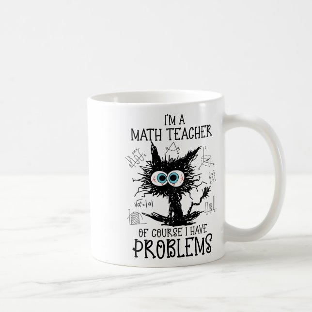Mug Chat Noir Kitty Je suis un professeur de mathémati (Droite)