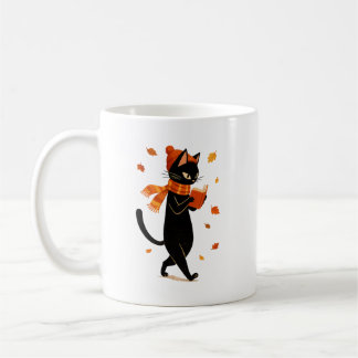 Mug Chat Noir Lisant un Livre Cadeau Automnal Cosy