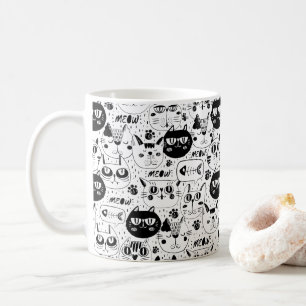 Mug chat noir miow mignon doodé