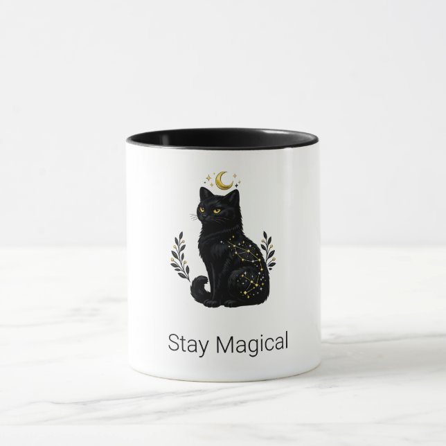 Mug Chat noir mystique de constellation céleste (Centre)