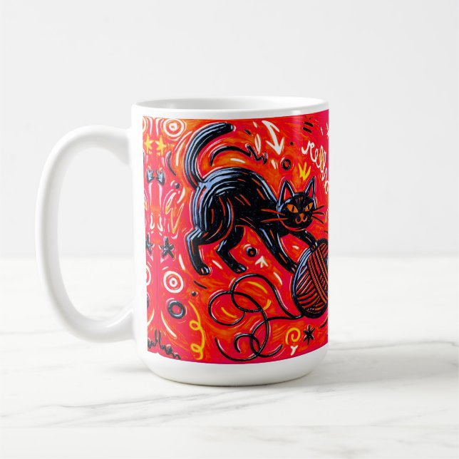 Mug Chat noir orange   (Gauche)