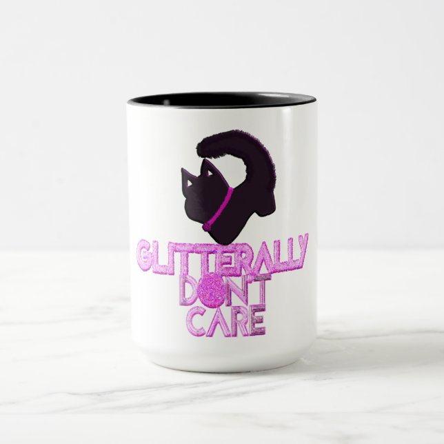 Mug Chat noir pailleté s'en fiche (Centre)