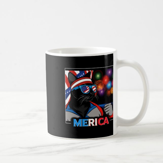 Mug Chat noir patriotique Fireworks (Droite)