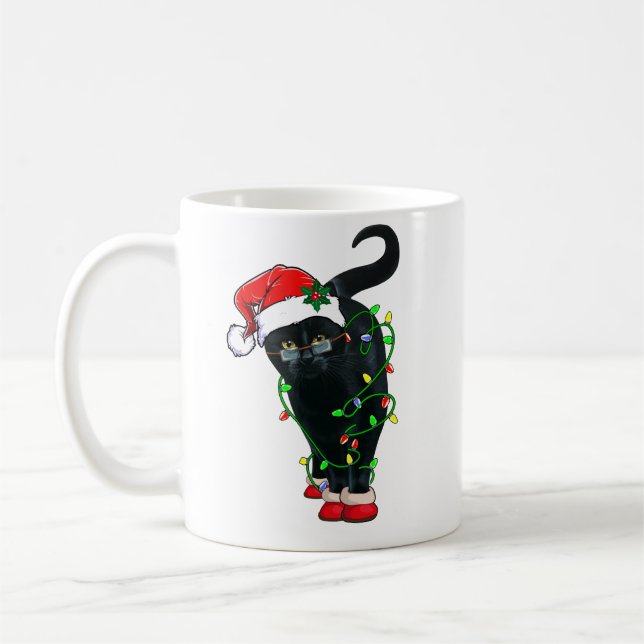 Mug Chat Noir Père Noël Tangée Dans Les Lumières De No (Gauche)