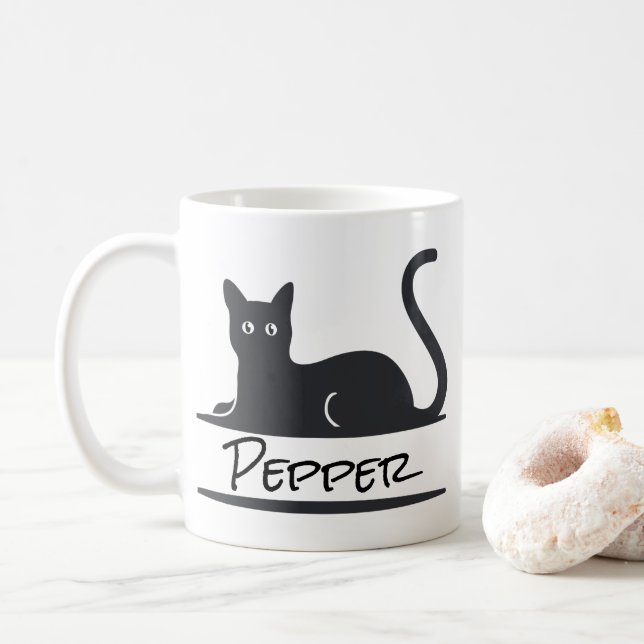 Mug Chat noir personnalisé (Avec donut)