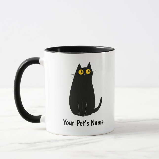 Mug Chat Noir Personnalisé - Ajouter Nom, Cat Mama (Gauche)