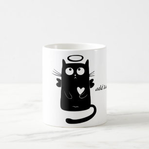 Mug Chat noir personnalisé d'ange mignon