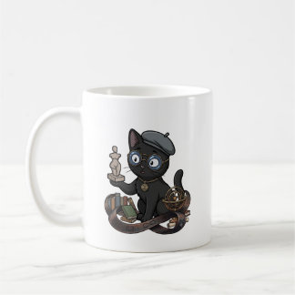 Mug Chat noir philosophe sculpteur avec système solair
