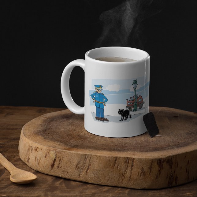 Mug Chat noir porte-malheur Policier et Accident (Créateur téléchargé)