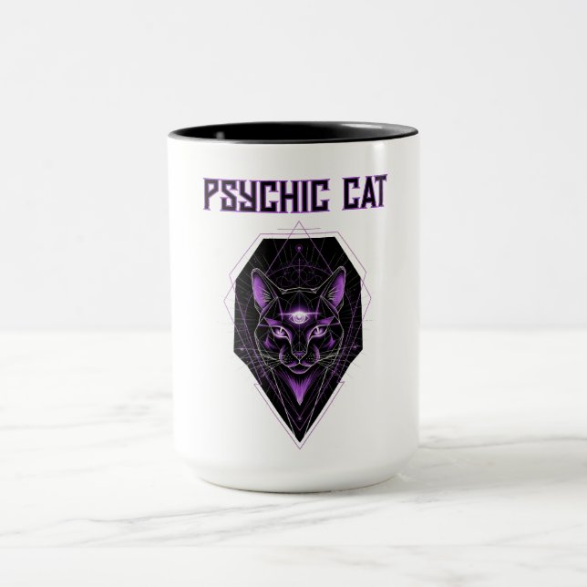 Mug Chat Noir Psychique Halloween Chemise Tri-Blend (Centre)