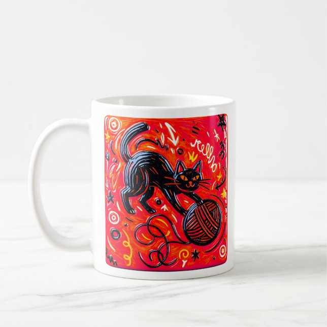 Mug Chat noir rouge  (Gauche)