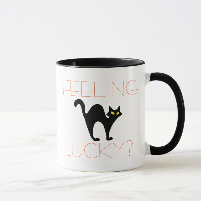 Mug Chat noir sentant Halloween | drôle chanceux (Droite)