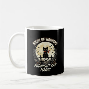 Mug Chat noir sous la lumière de la lune d'Halloween