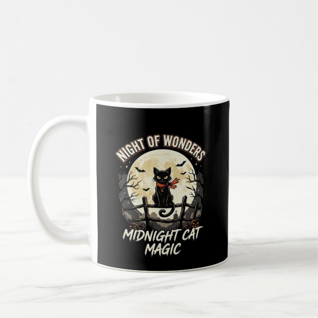 Mug Chat noir sous la lumière de la lune d'Halloween (Gauche)