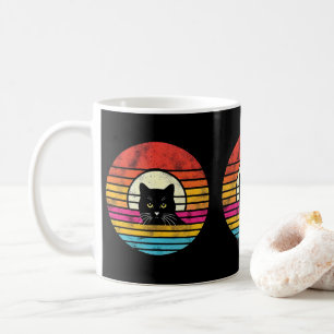 Mug Chat Noir Sunset Retro Pour Amoureux de les chats 