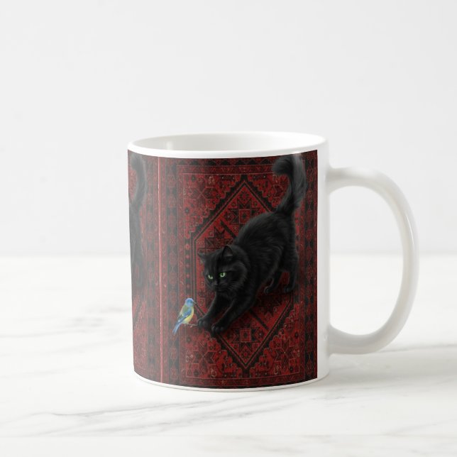 Mug Chat noir sur tapis marocain  (Droite)
