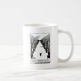 Mug Chat noir sur une illustration isolée de traînée