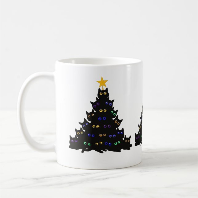 Mug Chat Noir Tangé Dans Les Lumières Des Arbres De No (Gauche)
