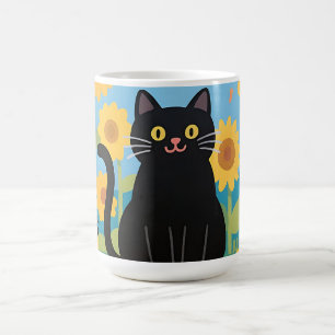 Mug Chat noir tournesols coccinelles