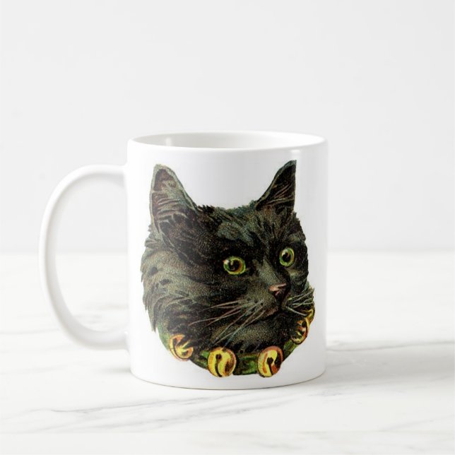Mug Chat noir victorien avec col de cloche (Gauche)