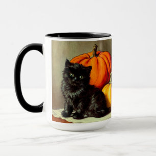 Mug Chat noir vintage d'Halloween et Citrouilles