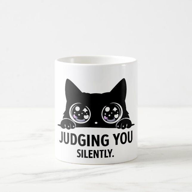 Mug Chat Noir Vous Juger Silencieusement | Cadeau Drôl (Centre)