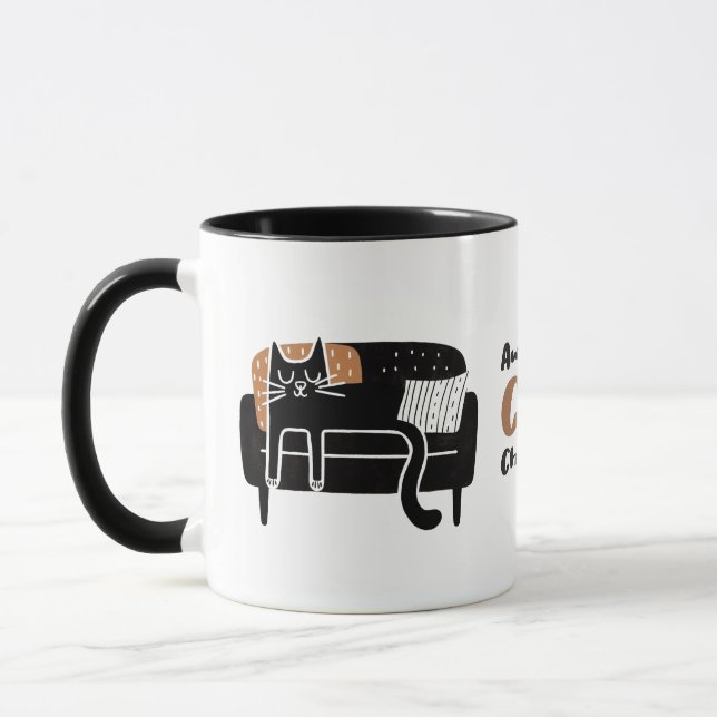 Mug Chat noir Whimsical dormant sur un canapé (Gauche)