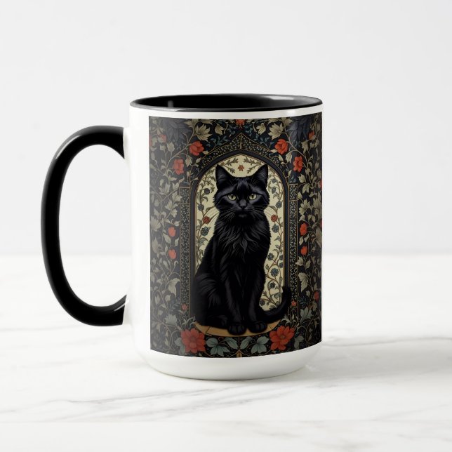 Mug Chat noir William Morris inspiré (Gauche)