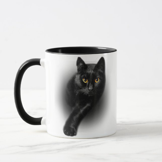 Mug Chat noir Yellow Eyes T-shirt Chats Tee (Gauche)