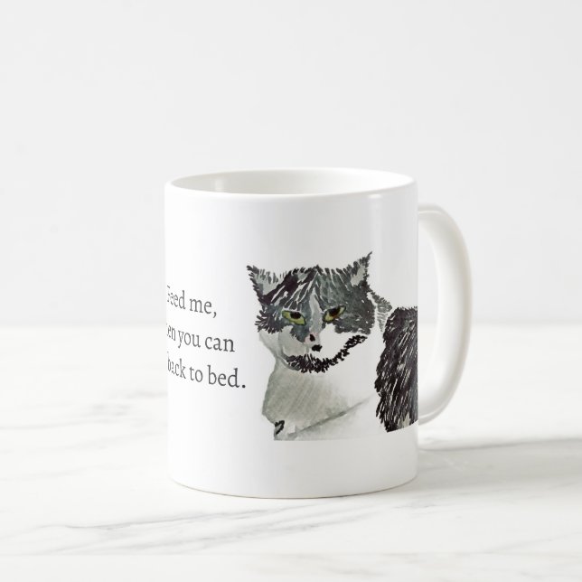Mug Chat - Nourris-moi, puis tu pourras retourner te c (Devant droit)