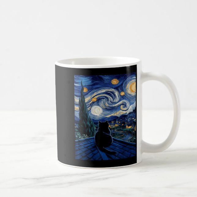 Mug Chat Nuit Étoilée Van Gogh Chat pour Chat Amoureux (Droite)