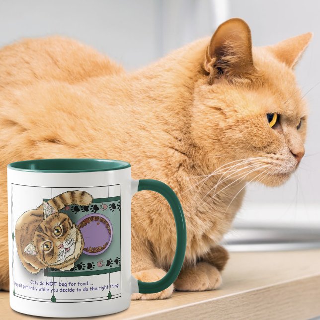Mug Chat orange drôle Nourriture pour chat Humour Vert (Créateur téléchargé)