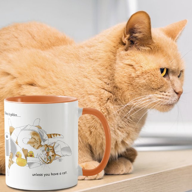 Mug Chat Orange Gingembre Papier Toilette Drôle (Créateur téléchargé)