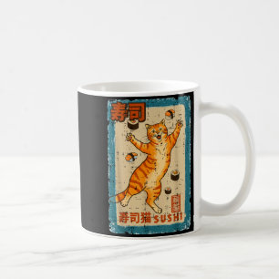 Mug Chat orange sautant avec sushis nourriture japonai