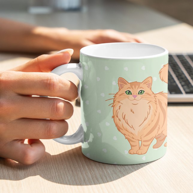 Mug Chat orange tabby à poils longs maman personnalisé (Créateur téléchargé)