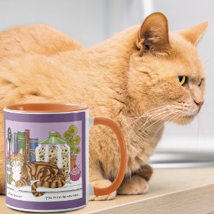 Mug Chat orange tabby impertinent sur le comptoir de c