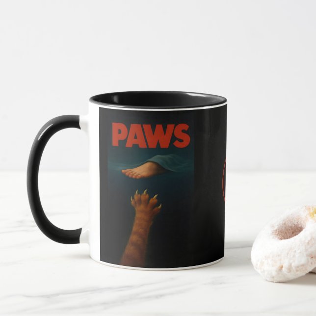 Mug Chat orange tigré mignon vs Pied humain monogramme (Avec donut)