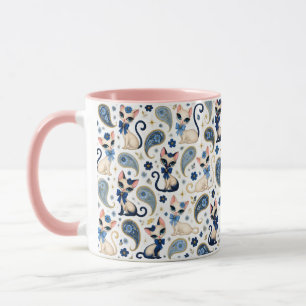 Mug Chat Paisley vintage des années 60 