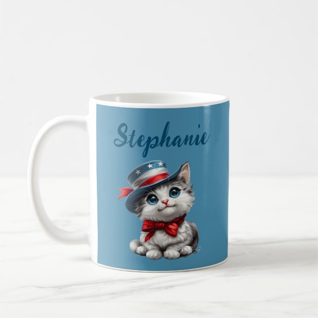 Mug Chat Patriotique 4 Juillet Quatrième Mug (Gauche)