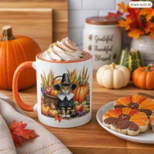 Mug Chat Pèlerin Action de Grâce Récolte d'automne