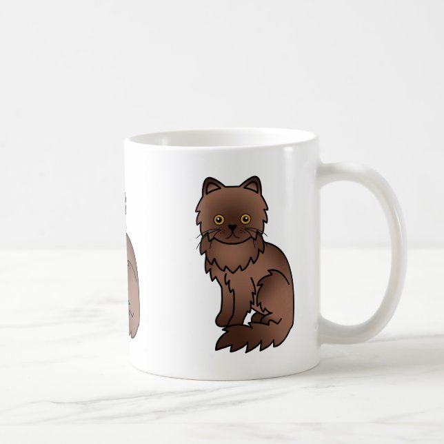 Mug Chat Persan de dessin animé au chocolat avec des y (Droite)