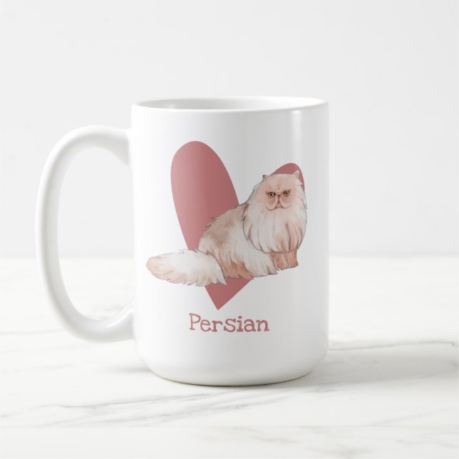 Mug Chat Perse Aquarelle Kitty Coeur rose (Gauche)