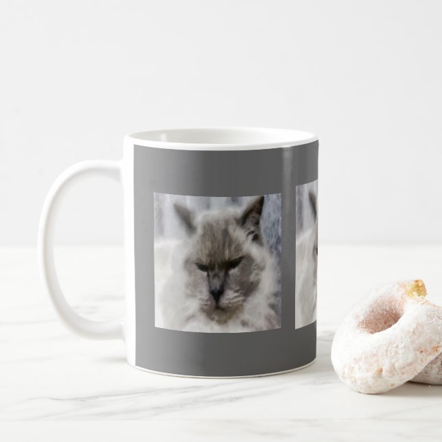 Mug Chat Perse Blanc En Aquarelle (Avec donut)