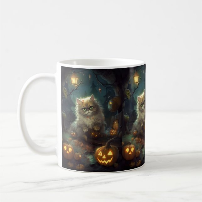 Mug Chat perse d'Halloween avec effroi Citrouille (Gauche)