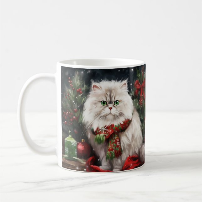 Mug Chat perse en Noël de neige (Gauche)