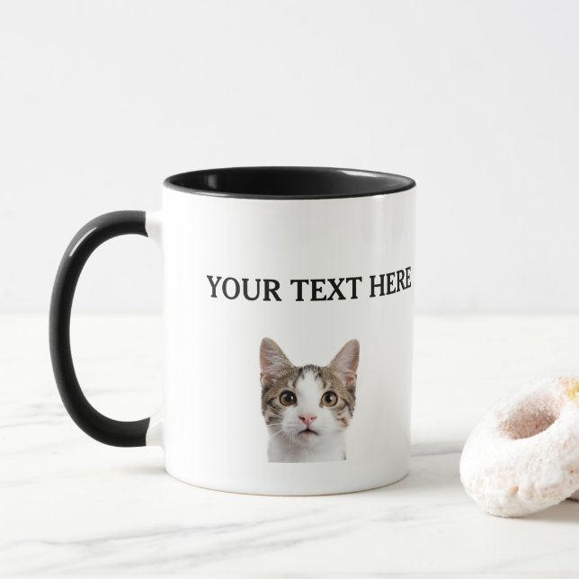 Mug Chat personnalisé Nom visage Animaux de compagnie  (Avec donut)