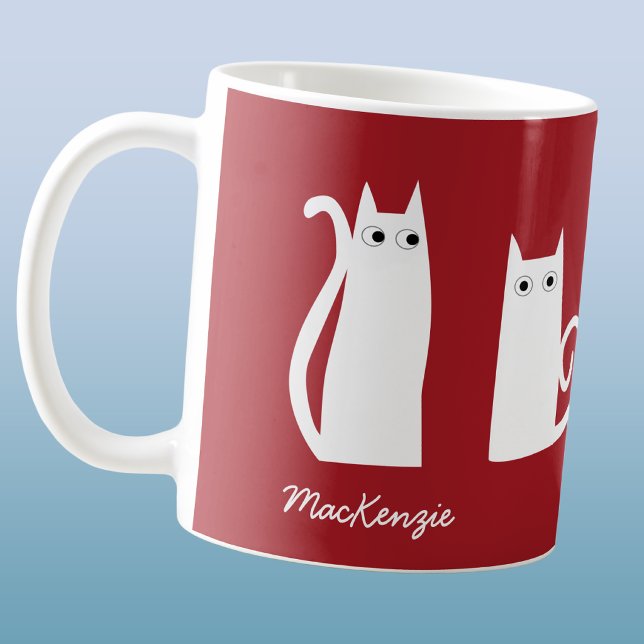 Mug Chat Personnalisé Rouge Blanc (Créateur téléchargé)